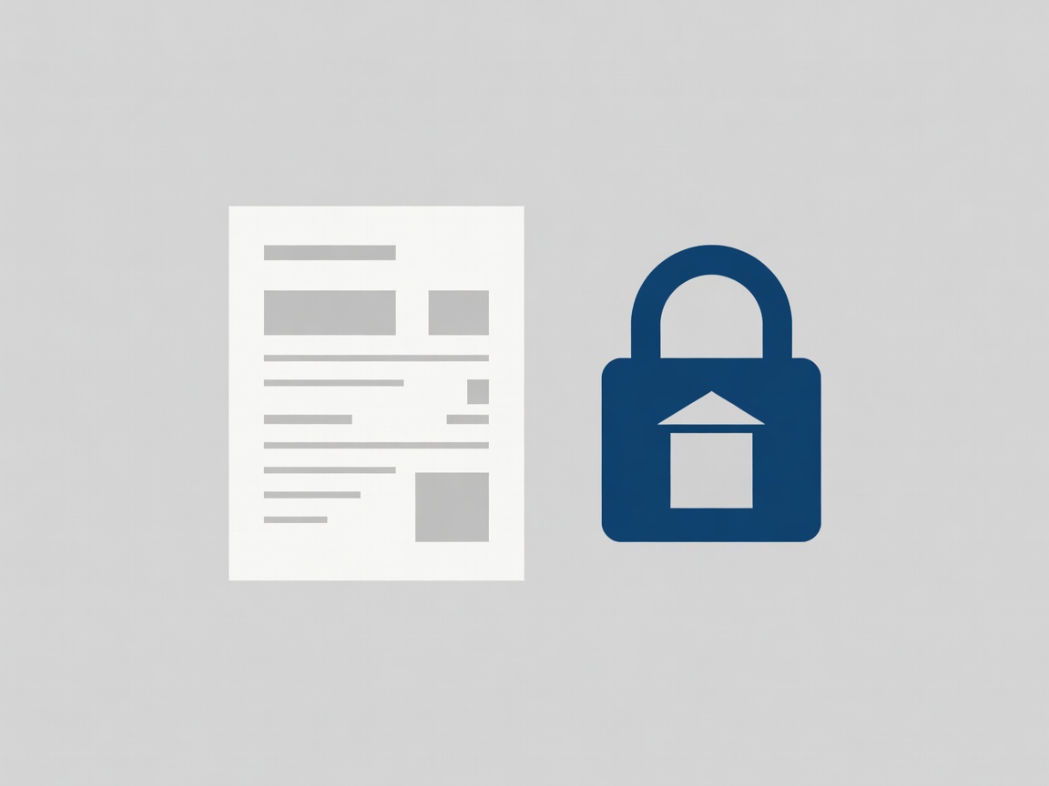 Flat vector illustration of a building survey document beside a secure information symbol